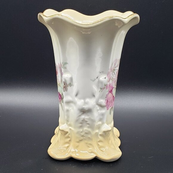 Old Foley by James Kent Yellow White Pink Rose Bouquet Ceramic Vase - Picture 11 of 13